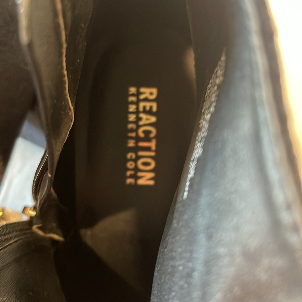 Kenneth Cole Reaction | Lania Velvet Ankle Boots Peep Toe Lace Up Zip Sz 11 - Picture 3 of 11